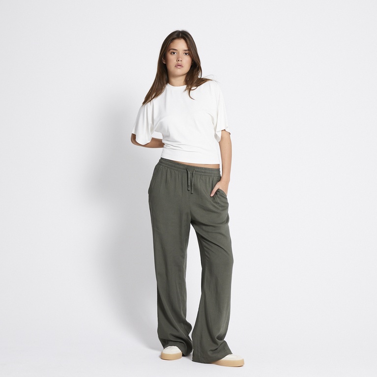 Linen blend pants "Denise" Army Green